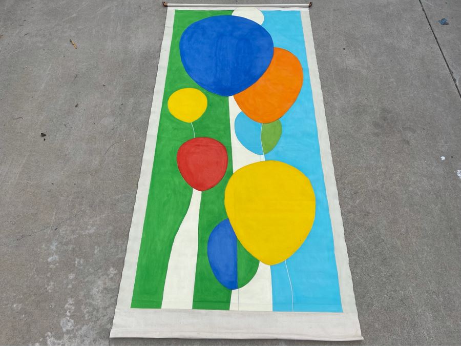 Original Large Jean Klafs Canvas Painting Of Balloons Unsigned 40W X 7’3”L [Photo 2]