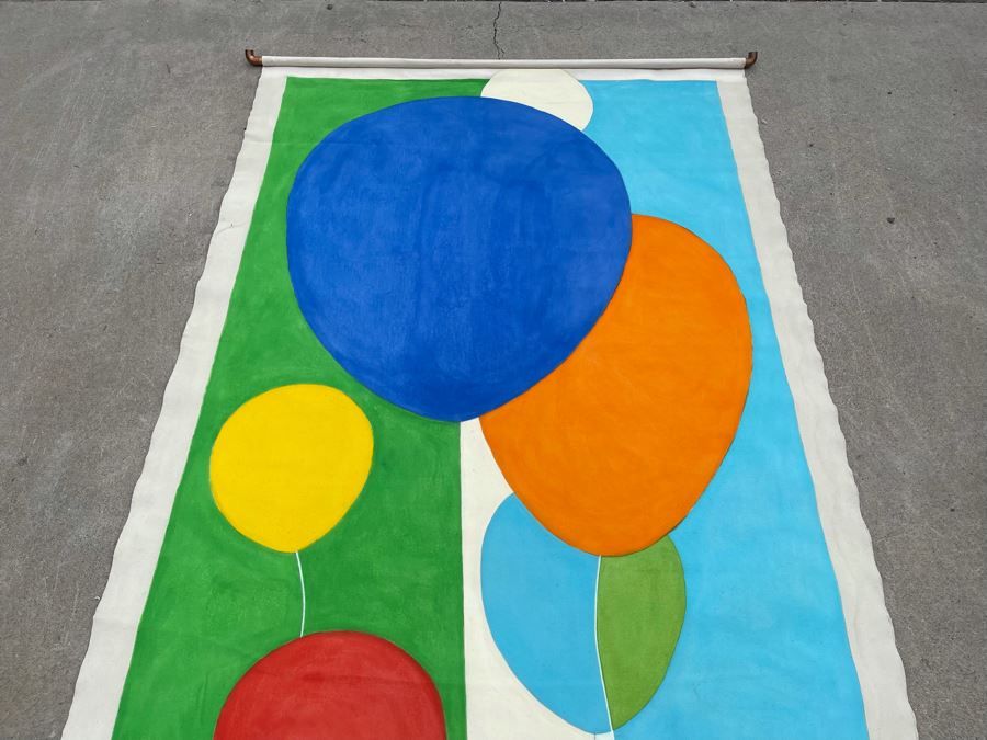 Original Large Jean Klafs Canvas Painting Of Balloons Unsigned 40W X 7’3”L [Photo 7]