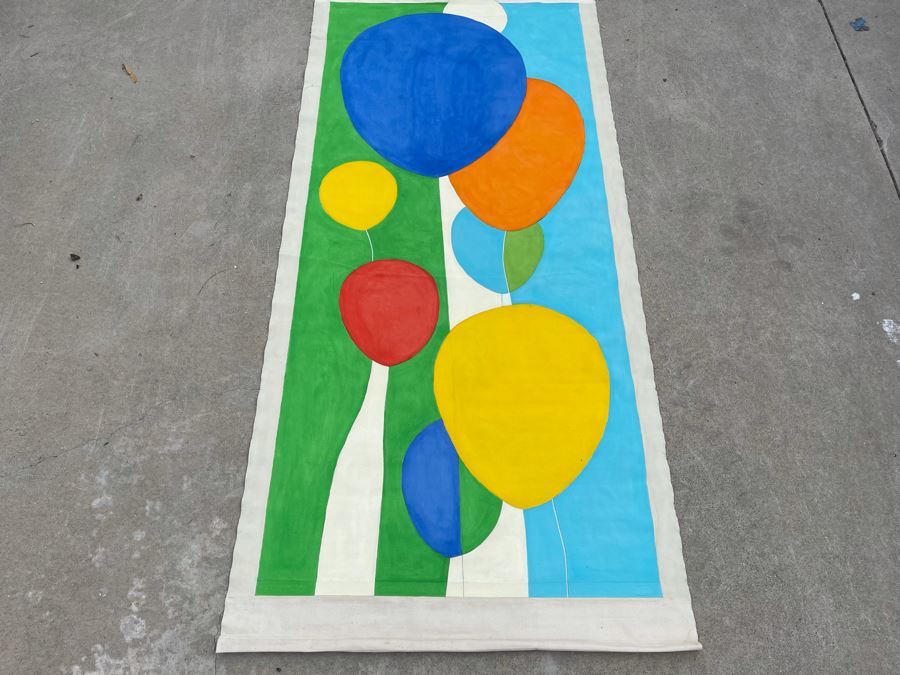 Original Large Jean Klafs Canvas Painting Of Balloons Unsigned 40W X 7’3”L [Photo 4]