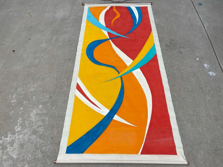 Original Large Jean Klafs Canvas Abstract Painting Unsigned 40W X 7’3”L [Photo 3]