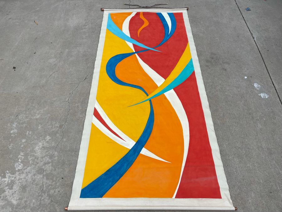 Original Large Jean Klafs Canvas Abstract Painting Unsigned 40W X 7’3”L [Photo 2]