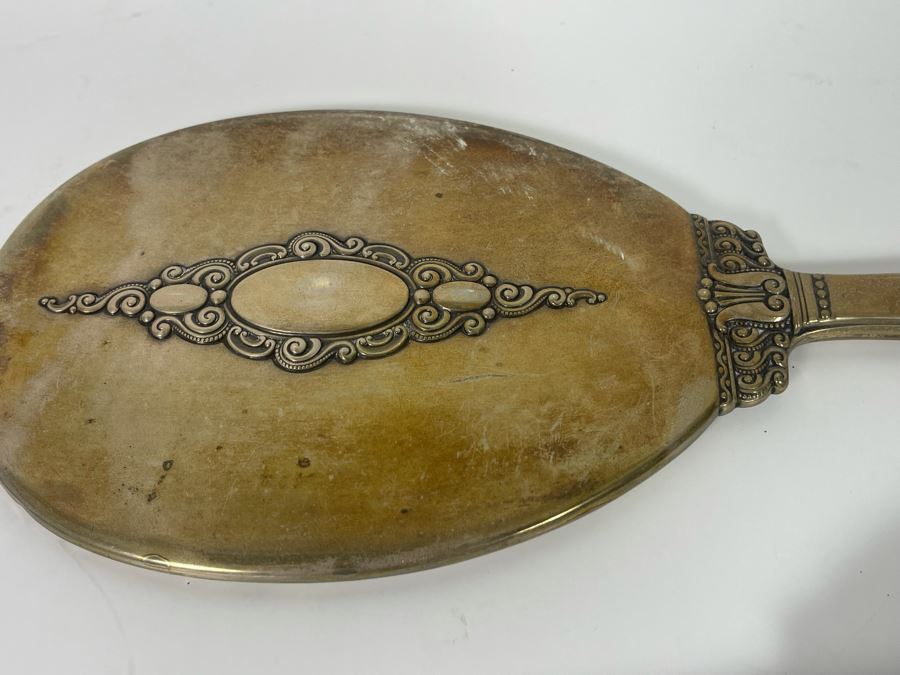 Vintage Sterling Silver Handheld Vanity Mirror And Brush Set [Photo 5]