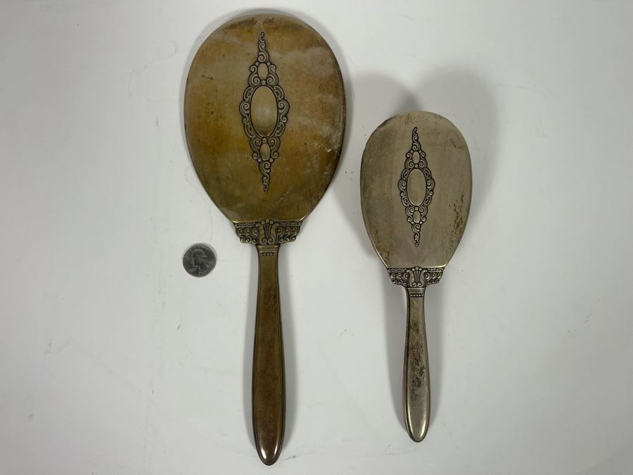 Vintage Sterling Silver Handheld Vanity Mirror And Brush Set [Photo 13]