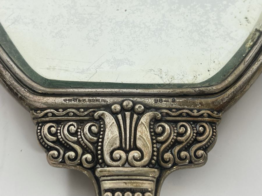Vintage Sterling Silver Handheld Vanity Mirror And Brush Set [Photo 9]