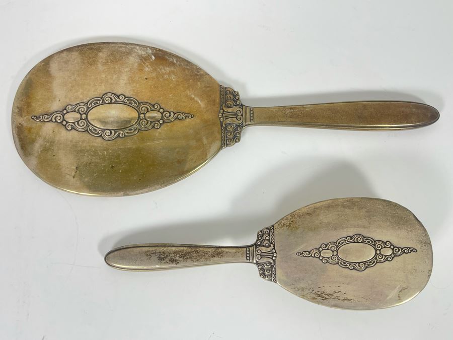 Vintage Sterling Silver Handheld Vanity Mirror And Brush Set [Photo 3]