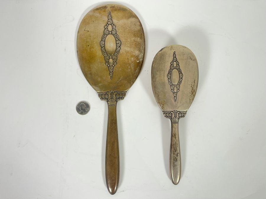 Vintage Sterling Silver Handheld Vanity Mirror And Brush Set [Photo 12]