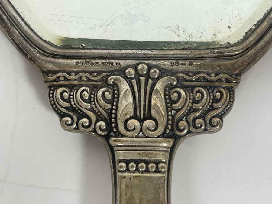 Vintage Sterling Silver Handheld Vanity Mirror And Brush Set [Photo 8]