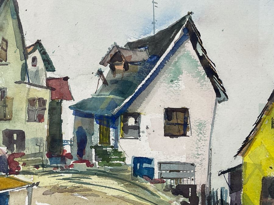 Original Vern Allen Watercolor Painting Of Historical Leucadia Hippie Houses That Were At N.E. Corner Of PCH And La Costa Ave In Encinitas (See Original Photo On Back) 28 X 20 [Photo 8]