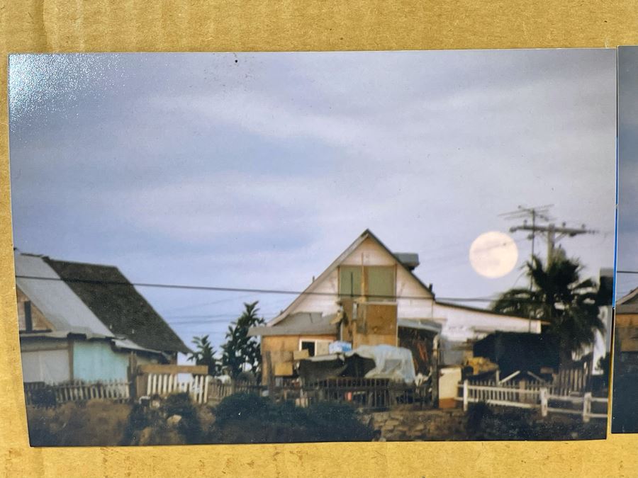 Original Vern Allen Watercolor Painting Of Historical Leucadia Hippie Houses That Were At N.E. Corner Of PCH And La Costa Ave In Encinitas (See Original Photo On Back) 28 X 20 [Photo 16]