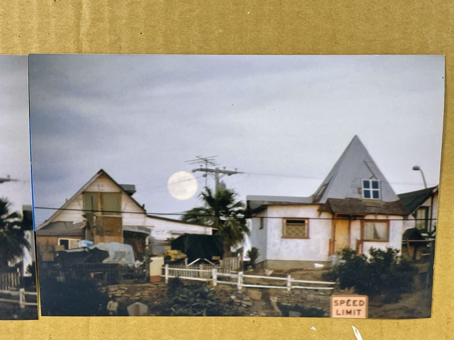 Original Vern Allen Watercolor Painting Of Historical Leucadia Hippie Houses That Were At N.E. Corner Of PCH And La Costa Ave In Encinitas (See Original Photo On Back) 28 X 20 [Photo 17]