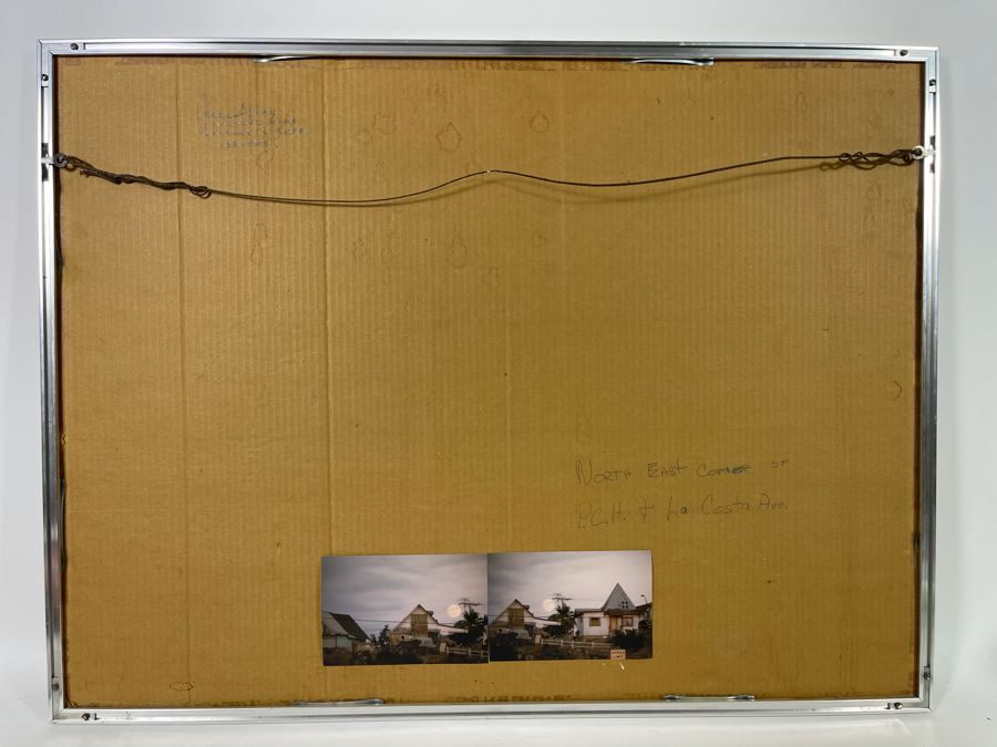 Original Vern Allen Watercolor Painting Of Historical Leucadia Hippie Houses That Were At N.E. Corner Of PCH And La Costa Ave In Encinitas (See Original Photo On Back) 28 X 20 [Photo 13]