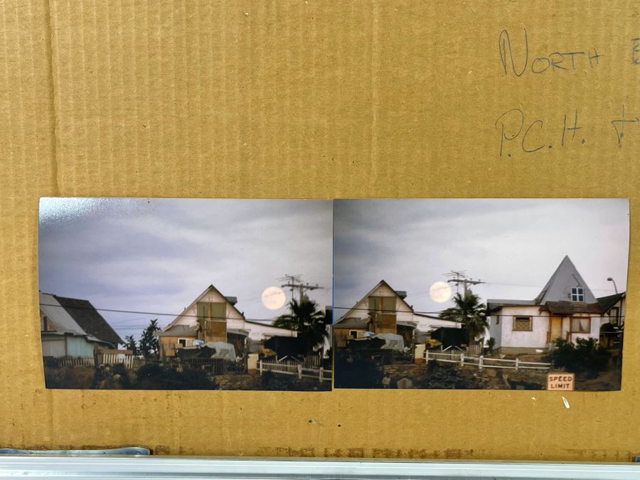 Original Vern Allen Watercolor Painting Of Historical Leucadia Hippie Houses That Were At N.E. Corner Of PCH And La Costa Ave In Encinitas (See Original Photo On Back) 28 X 20 [Photo 15]