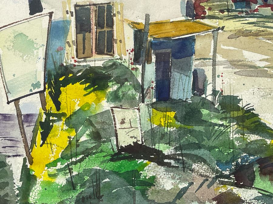 Original Vern Allen Watercolor Painting Of Historical Leucadia Hippie Houses That Were At N.E. Corner Of PCH And La Costa Ave In Encinitas (See Original Photo On Back) 28 X 20 [Photo 10]