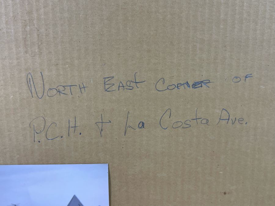 Original Vern Allen Watercolor Painting Of Historical Leucadia Hippie Houses That Were At N.E. Corner Of PCH And La Costa Ave In Encinitas (See Original Photo On Back) 28 X 20 [Photo 14]