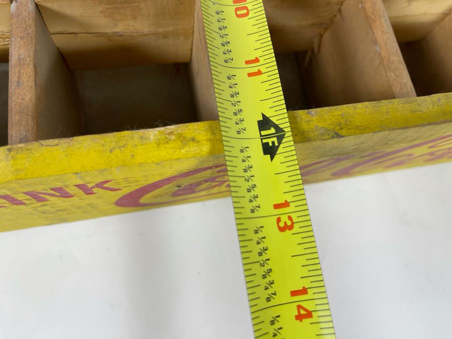 Vintage 1969 Yellow Wooden Coca-Cola Bottle Carrier From Chattanooga TN 18.5W X 12D X 4H [Photo 11]