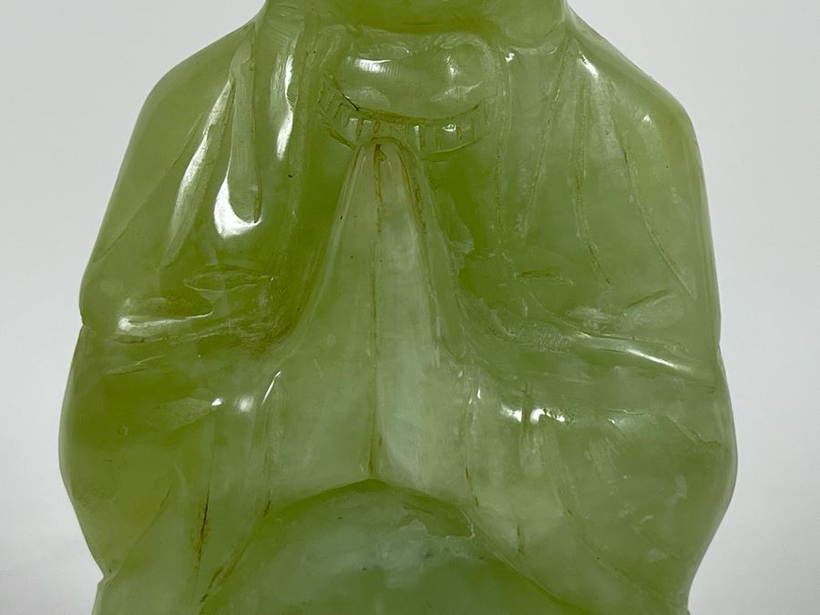 Vintage Carved Green Stone Buddha 7H [Photo 5]