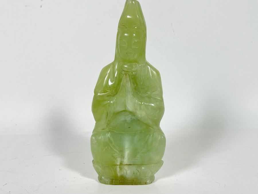 Vintage Carved Green Stone Buddha 7H [Photo 2]