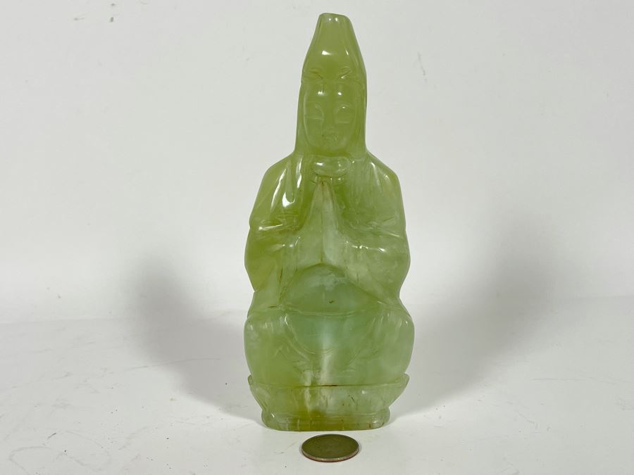 Vintage Carved Green Stone Buddha 7H [Photo 3]