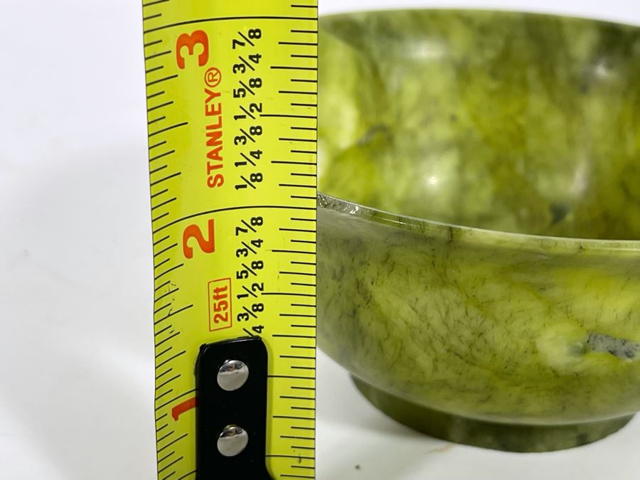 Small Vintage Chinese Spinach Jade Bowl 4.75R X 2H [Photo 10]