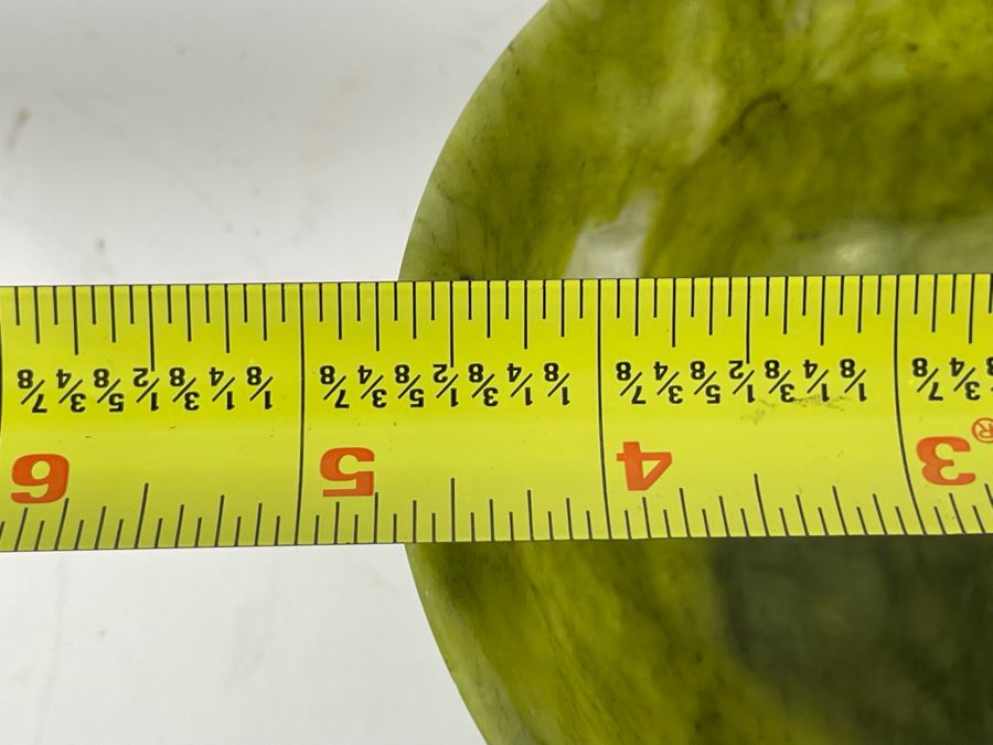 Small Vintage Chinese Spinach Jade Bowl 4.75R X 2H [Photo 9]