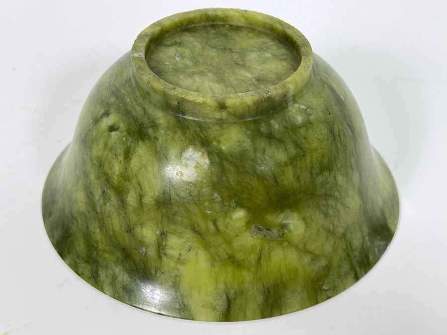 Small Vintage Chinese Spinach Jade Bowl 4.75R X 2H [Photo 7]