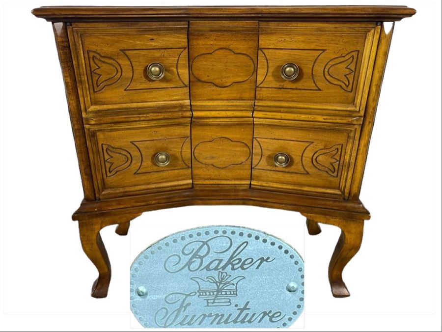 Baker Furniture Wooden Slant Front Cabinet Side Table 27.5W X 12.5D X 30H [Photo 1]
