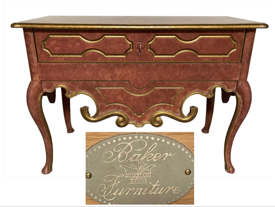 Baker Furniture Side Table With Drawer 41W X 18D X 30H