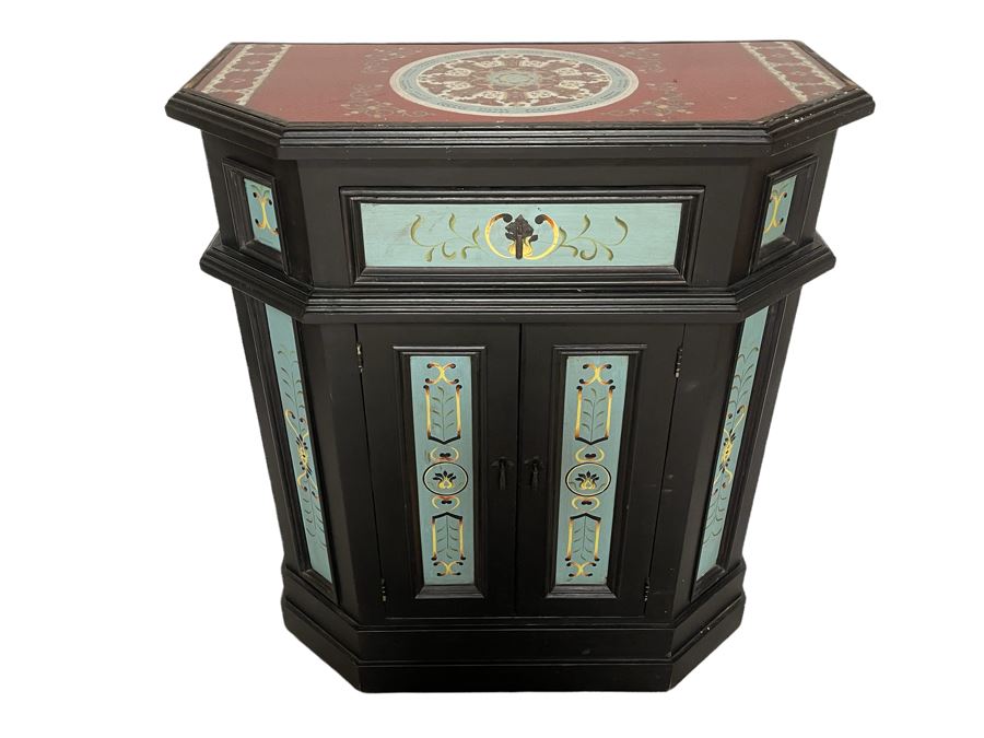 JUST ADDED - Handmade Cabinet With Decorative Top Made In Peru 32W X 36.5H