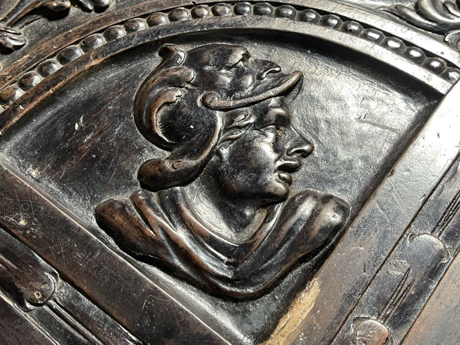 Antique Wooden Relief Carved English Writing Desk Table With Two-Drawers - See Photos For Carvings [Photo 33]