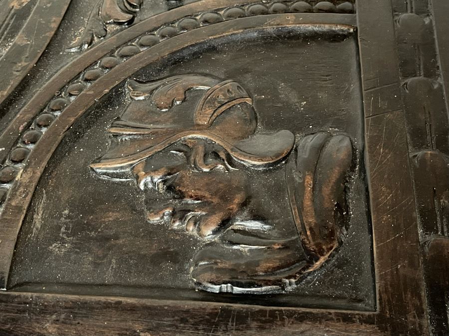 Antique Wooden Relief Carved English Writing Desk Table With Two-Drawers - See Photos For Carvings [Photo 10]