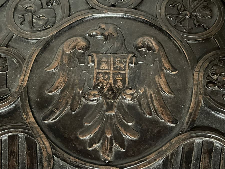 Antique Wooden Relief Carved English Writing Desk Table With Two-Drawers - See Photos For Carvings [Photo 8]