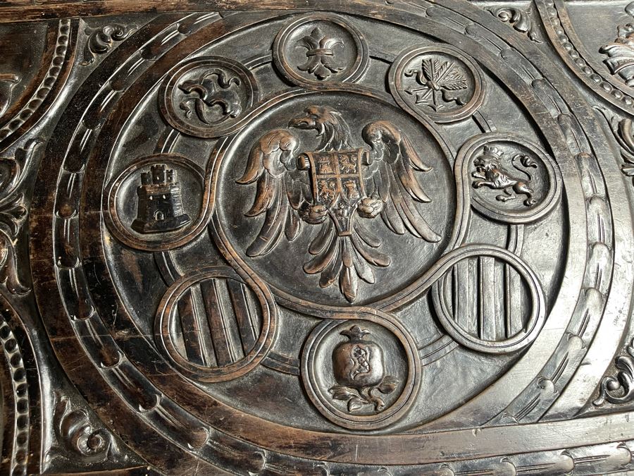 Antique Wooden Relief Carved English Writing Desk Table With Two-Drawers - See Photos For Carvings [Photo 27]