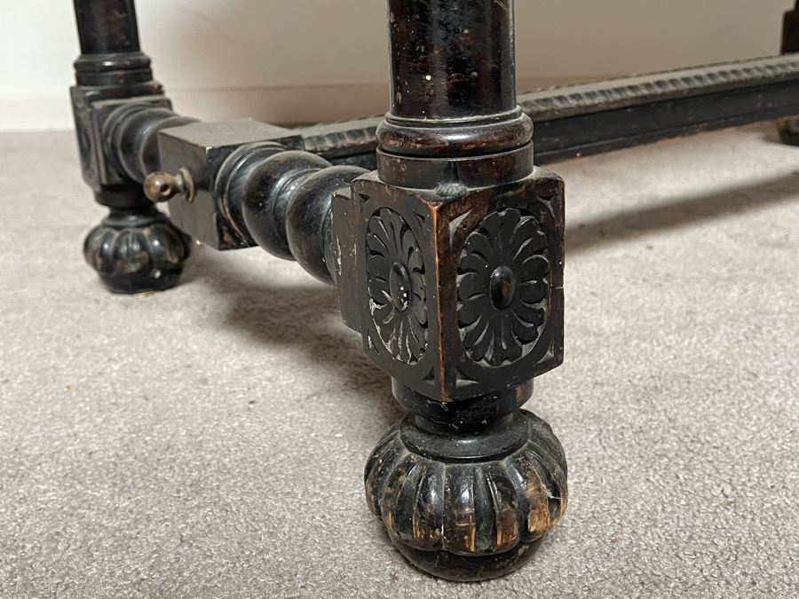 Antique Wooden Relief Carved English Writing Desk Table With Two-Drawers - See Photos For Carvings [Photo 20]