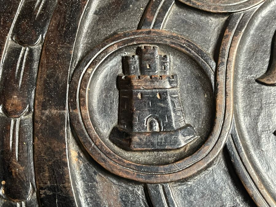 Antique Wooden Relief Carved English Writing Desk Table With Two-Drawers - See Photos For Carvings [Photo 32]