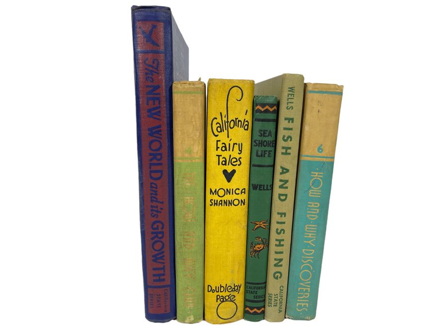Collection Of Five California State Textbooks From 1940s-50s And First Edition 1926 California Fairy Tales Hardcover Book