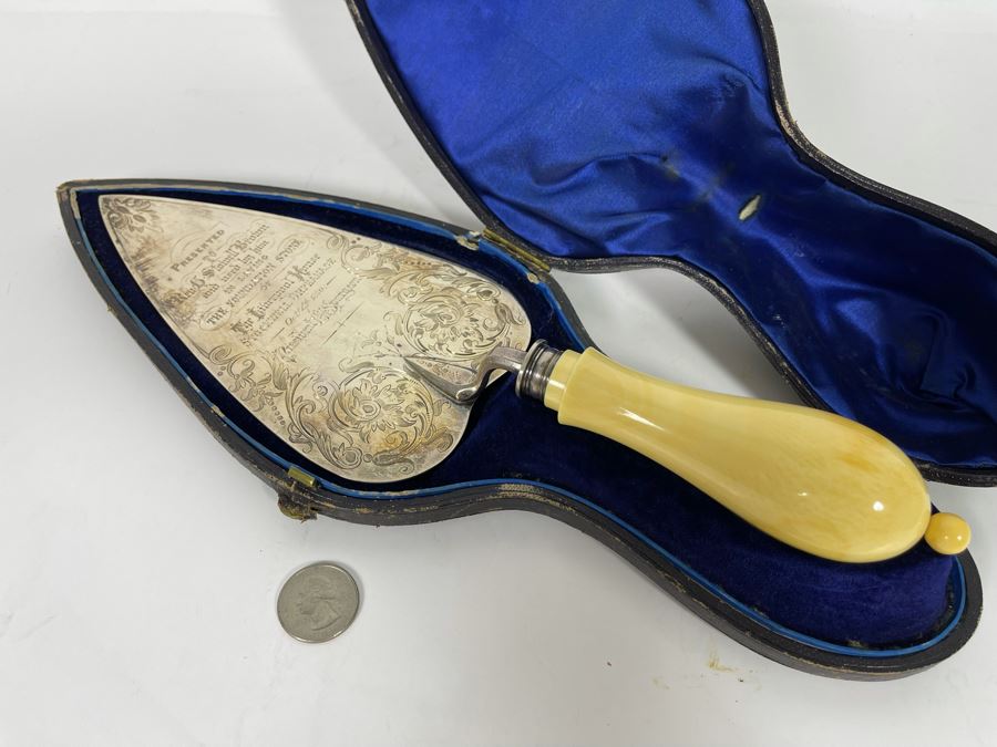 Important Historical Piece: Charles Haddon Spurgeon (English Preacher Known As “Prince Of Preachers”) Antique 1880 English Sterling Silver Victorian Presentation Trowel For Construction Of The Stockwell Orphanage In London [Photo 10]