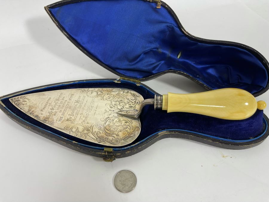 Important Historical Piece: Charles Haddon Spurgeon (English Preacher Known As “Prince Of Preachers”) Antique 1880 English Sterling Silver Victorian Presentation Trowel For Construction Of The Stockwell Orphanage In London [Photo 11]