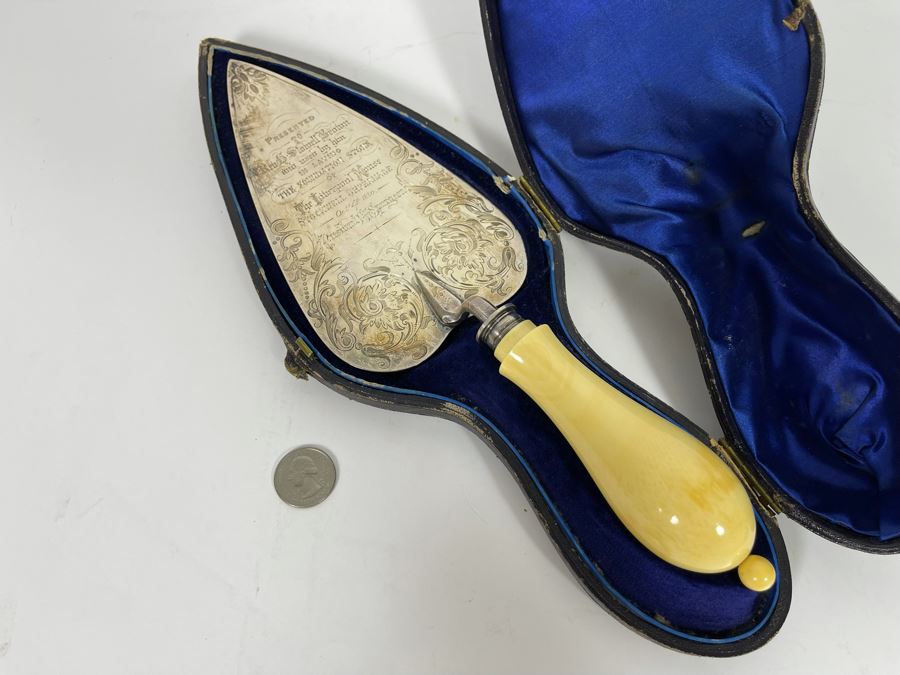 Important Historical Piece: Charles Haddon Spurgeon (English Preacher Known As “Prince Of Preachers”) Antique 1880 English Sterling Silver Victorian Presentation Trowel For Construction Of The Stockwell Orphanage In London [Photo 12]