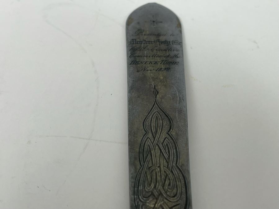 Antique 1892 English Sterling Silver Presentation Knife With Deer Hoof Handle 10L [Photo 11]