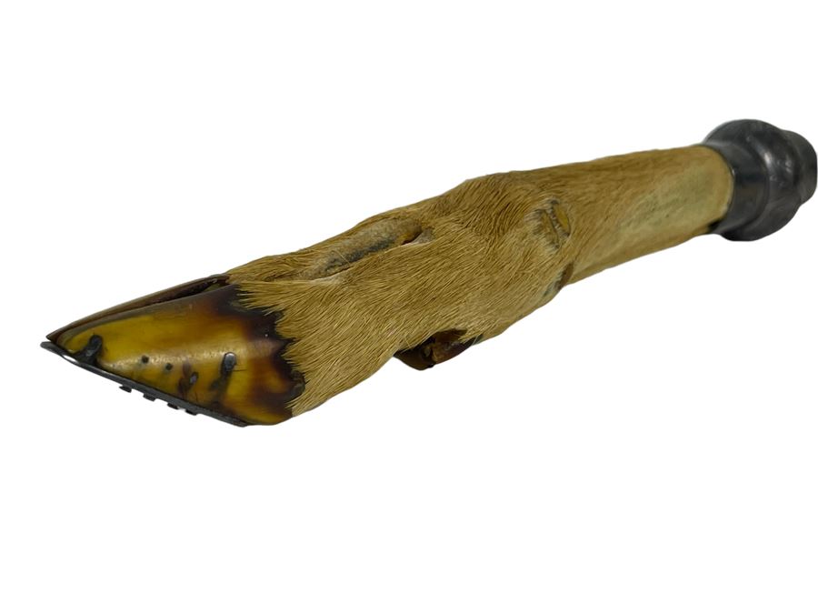 Antique 1892 English Sterling Silver Presentation Knife With Deer Hoof Handle 10L [Photo 4]