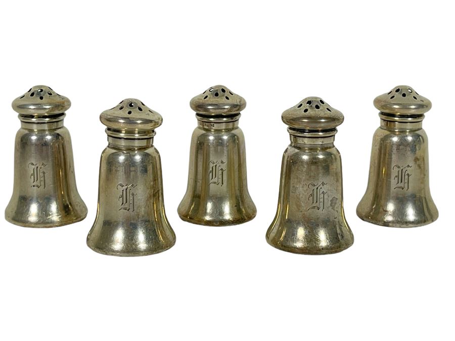 Five Gorham Sterling Silver Small Salt Shakers 61.2g