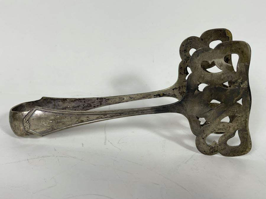 Pair Of Antique Sterling Silver Toast Tongs Tong Pierced SSMC 112g Silver Melt Value $68 [Photo 7]