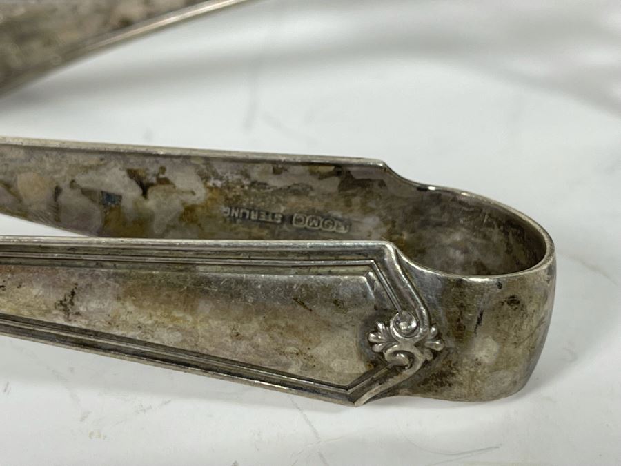 Pair Of Antique Sterling Silver Toast Tongs Tong Pierced SSMC 112g Silver Melt Value $68 [Photo 4]