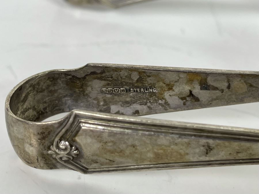 Pair Of Antique Sterling Silver Toast Tongs Tong Pierced SSMC 112g Silver Melt Value $68 [Photo 5]