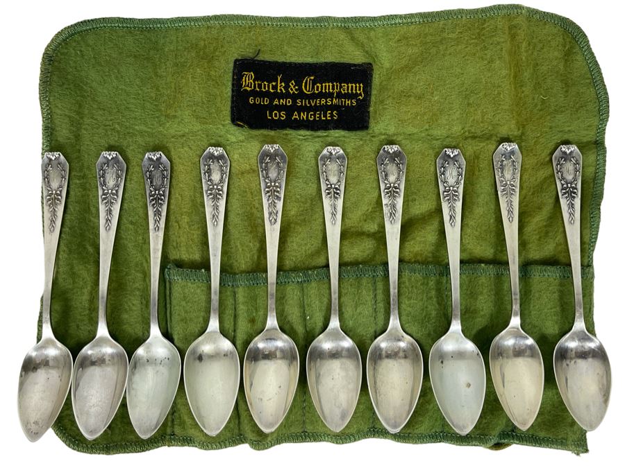 Ten Antique Sterling Silver Coffee Tea Demitasse Spoons 4”L 96.8g Silver Melt Value $59 [Photo 1]