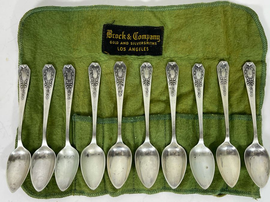 Ten Antique Sterling Silver Coffee Tea Demitasse Spoons 4”L 96.8g Silver Melt Value $59 [Photo 4]