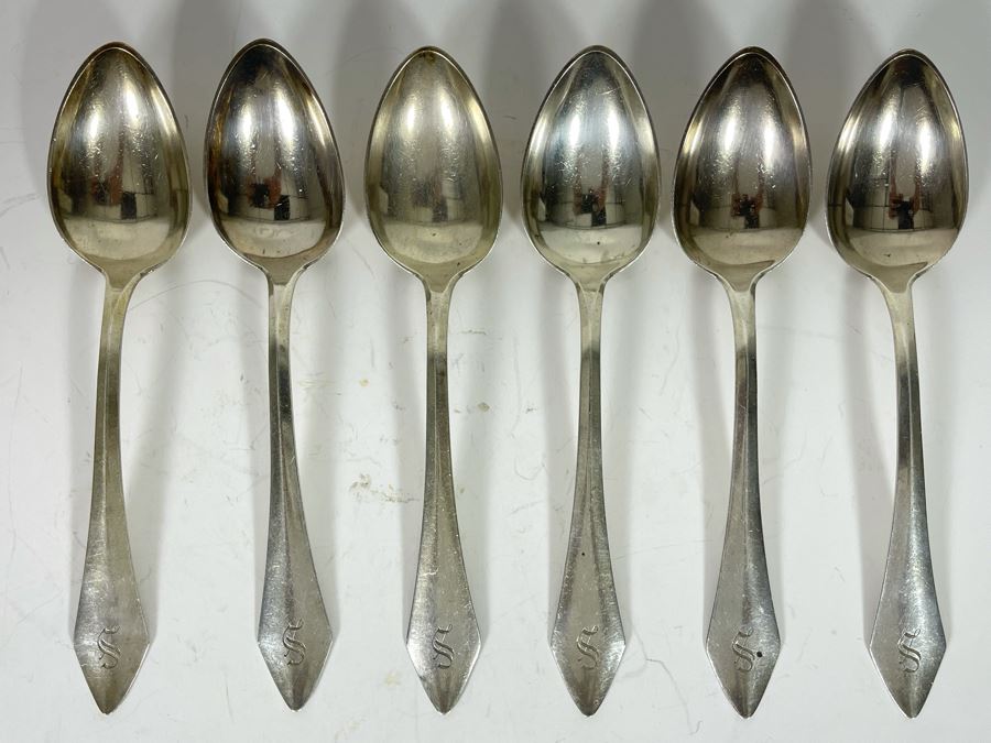 Six Antique Sterling Silver 7” Spoons By William B Durgin Co Rhode Island (Gorham) 275g  Silver Melt Value $168 [Photo 2]