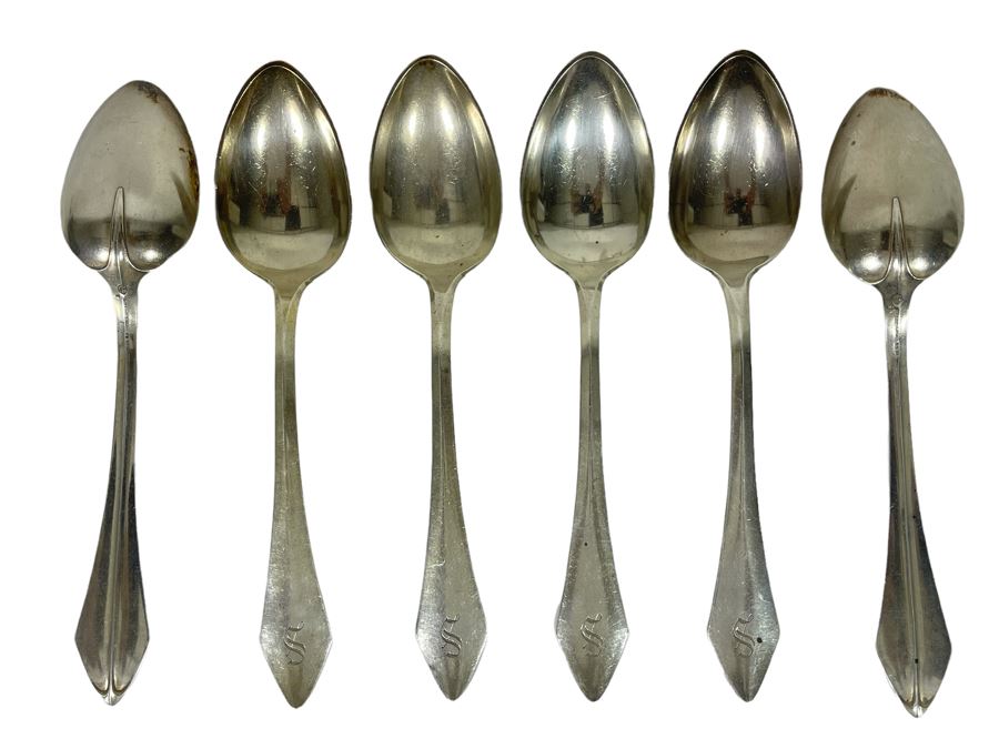 Six Antique Sterling Silver 7” Spoons By William B Durgin Co Rhode Island (Gorham) 275g  Silver Melt Value $168 [Photo 1]