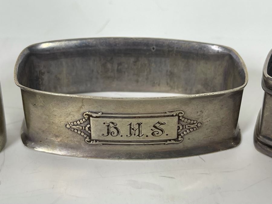 Three Vintage Sterling Silver Napkin Rings 55.6g [Photo 5]