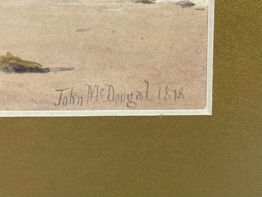 John McDougal (1851-1945, United Kingdom) Antique 1878 Original Watercolor On Paper Seascape Landscape Painting Framed Signed 10 X 7 Frame 17.5 X 14.5 [Photo 8]